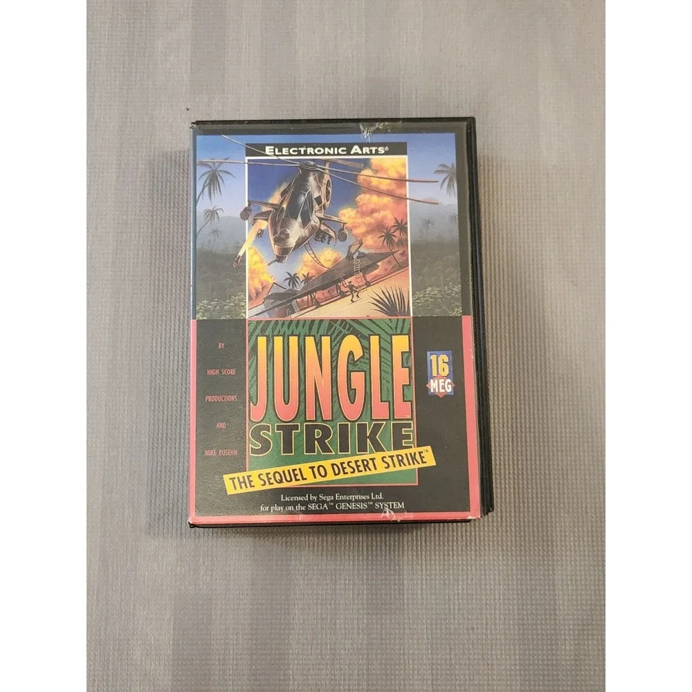 Jungle Strike Sequel To Desert Strike Sega Genesis COMPLETE Game CASE MANUAL